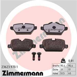 Bromsbeläggsats, Bakaxel, bmw 1 [e81, e87], 1-serie coupé [e82], 3 [e90], 3 touring [e91], mini mini countryman, mini paceman, 