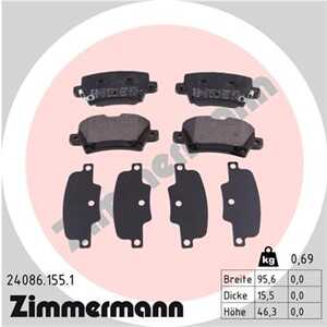 Bromsbeläggsats, Bakaxel, honda civic hatchback viii, civic sedan viii, 43022SMGE00, 43022SMGE01, 43022-SMG-E01, 43224SMGE01