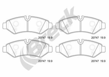 Bromsbeläggsats, Bakaxel, mercedes-benz, 9074208600, 9104203600, 9104203700, 9104207300, 9104235600, A9074208600, A9104203600, 