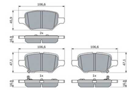 Bromsbeläggsats, Bakaxel, chevrolet trax, opel mokka / mokka x, vauxhall mokka / mokka x, 42 539 412, 42539412