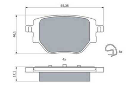 Bromsbeläggsats, Bakaxel, citroën c4 x, opel corsa f, corsa f skåp/halvkombi, peugeot 2008 ii, 208 ii, 16 647 371 80, 1664737180