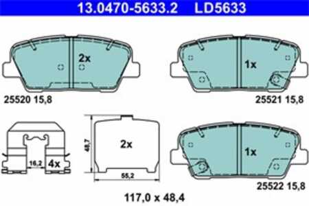 Bromsbeläggsats, Bakaxel, hyundai,kia, 58302-2PA70, 58302-2WA70, 58302-2WA90