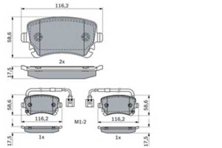 Bromsbeläggsats, Bakaxel, bentley continental cabriolet, continental coupé, vw phaeton, 3W5 698 451 B, 3W5698451B