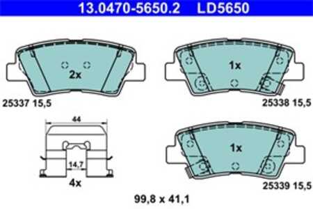 Bromsbeläggsats, Bakaxel, hyundai,kia,ssangyong, 48413350B0, 58302-1RA30, 58302-1WA35, 58302-2VA50, 58302-3XA30, 58302-3ZA10, 5