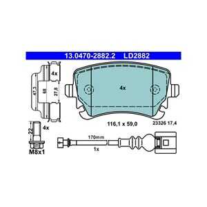 Bromsbeläggsats, Bakaxel, vw, 7E0 698 451 A, 7E0 698 451 B, 7E0 698 451, 7H0 698 451 A, 7H0 698 451 B, 7H0 698 451 C, 7H0 698 4