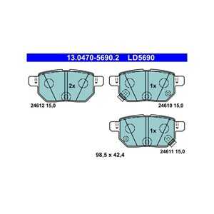 Bromsbeläggsats, Bakaxel, lexus,subaru,toyota, 0446612130, 04466-12130, 04466-12140, 04466-12150, 04466-21020, 04466-47020, 044