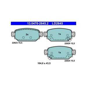 Bromsbeläggsats, Bakaxel, mazda 3, 3 sedan, 3 skåp/halvkombi, cx-3, BAY0-26-23ZA, BAY0-26-43ZA, D2Y1-26-43Z