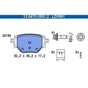 Bromsbeläggsats, Bakaxel, citroën c4 x, opel corsa f, corsa f skåp/halvkombi, peugeot 2008 ii, 208 ii, 16 647 371 80, 16 814 49