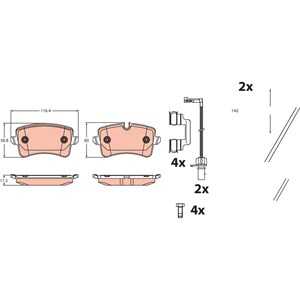 Bromsbeläggsats, Bakaxel, audi a6 allroad c7, a6 c7, a6 c7 avant, a7 sportback, porsche macan, 4G0 698 451 B, 4G0 698 451 C, 4G