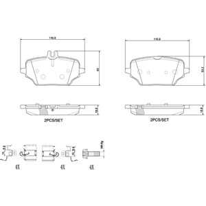 Bromsbeläggsats, Bakaxel, mercedes-benz gle [v167], gle coupe [c167], 0004203902, 0004204202, A0004203902, A0004204202, A000420