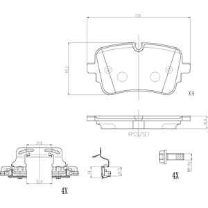 Bromsbeläggsats, Bakaxel, audi,vw, 4KE698451B, 4KE698451D, 4KE698451F, 4M0698451AB, 4M0698451AC, 4M0698451AD, 4M0698451AG, 4M06