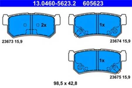 Bromsbeläggsats, Bakaxel, daewoo,ssangyong, 4841308050, 4841308051, 48413090A0, 48413090A1