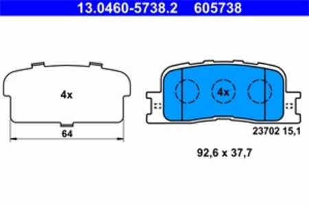 Bromsbeläggsats, Bakaxel, lexus es, toyota camry sedan, 04466-33100, 04466-33130