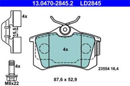 Bromsbeläggsats, Bakaxel, renault, 44 06 003 64R, 44 06 024 66R, 44 06 058 39R, 44 06 061 33R, 44 06 079 60R, 44 06 613 32R, 60