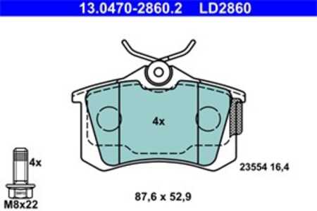 Bromsbeläggsats, Bakaxel, audi,vw, 8E0 698 451 B, JZW 698 451