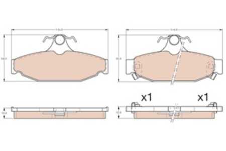 Bromsbeläggsats, Bakaxel, chevrolet,mitsubishi,pontiac, 10112657, 10174840, 14091368, 18020433, 18021875