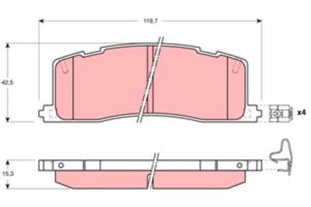 Bromsbeläggsats, Bakaxel, toyota previa i, 04466-28010, 04466-28011, 04466-28020, 04466-28090, 04492-28020, 449228020