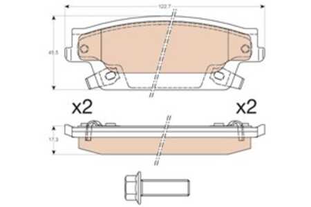 Bromsbeläggsats, Bakaxel, cadillac srx, 89047757, 980447758