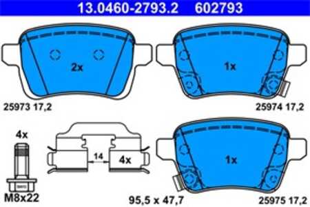 Bromsbeläggsats, Bakaxel, fiat,opel,vauxhall, 16 05 285, 77366595, 77367914, 95517078