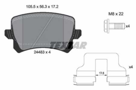 Bromsbeläggsats, Bakaxel, audi,seat,vw, 1K0698451L, 1KD698451, 1KD698451A, 1TD698451, 3AA698451, 3AA698451A, 3AA698451B, 3C0698