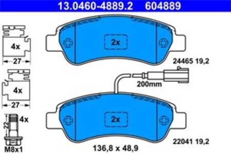 Bromsbeläggsats, Bakaxel, citroën,fiat,peugeot, 16 124 341 80, 16 144 121 80, 77366679