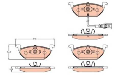 Bromsbeläggsats, Framaxel, audi,seat,skoda,vw, 1J0 698 151 D, 1K0 698 151 A, 1K0 698 151 D, 8Z0 698 151 A