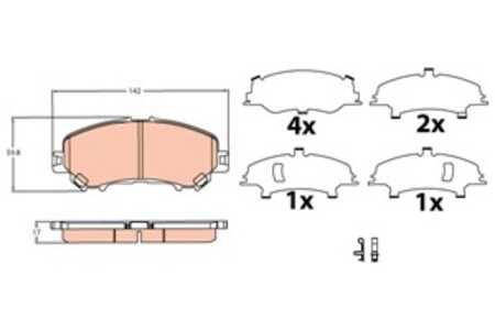 Bromsbeläggsats, Framaxel, nissan qashqai suv ii, qashqai van ii, D1060-4BA0A, D1060-4EA0A