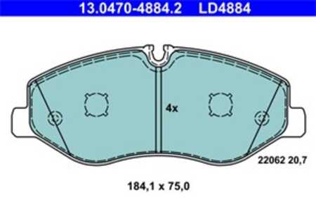 Bromsbeläggsats, Framaxel, mercedes-benz, 447 420 00 20, 447 420 02 20, 447 421 08 00, A 447 420 00 20, A 447 420 02 20, A 447 