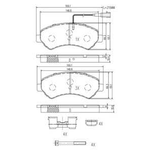 Bromsbeläggsats, Framaxel, citroën,fiat,peugeot, 16 078 789 80, 16 118 392 80, 16 124 336 80, 1607878980, 1611839280, 161243368