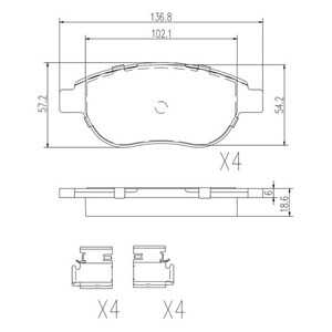 Bromsbeläggsats, Framaxel, citroën,fiat,lancia,peugeot, 16 111 407 80, 16 111 409 80, 1611140780, 1611140980, 42.5222, 42.5235,