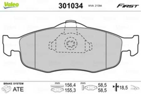 Bromsbeläggsats, Framaxel, ford, 1073731, 1079347, 1095201, 1096942, 1130759, 1521326, 5029147, 6877836, 6882584, 93BB2K021EB, 