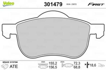 Bromsbeläggsats, Framaxel, volvo s60 i, s70, s80 i, v70 i, v70 ii, xc70 cross country i, 272401.1, 2724011, 30648385, 30648387,