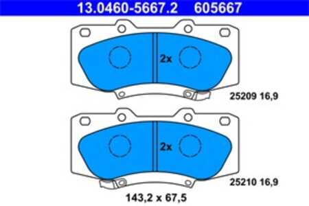 Bromsbeläggsats, Framaxel, toyota hilux flak/chassi, hilux pick-up vii, 04465-0K240, 04465-0K260, 04465-0K320, 04465-0K330, 044