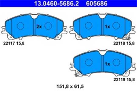 Bromsbeläggsats, Framaxel, infiniti q50, q60 coupé, qx50 ii, nissan x-trail iii, x-trail van, renault koleos ii, 41 06 087 10R,