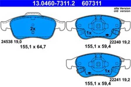 Bromsbeläggsats, Framaxel, fiat 500x, jeep renegade suv, 77367213, 77367369, 77368048