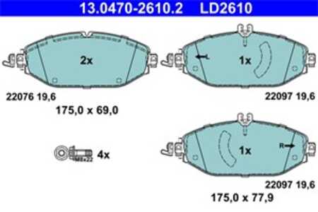 Bromsbeläggsats, Framaxel, mercedes-benz, 000 420 93 00, 008 420 28 20, 008 420 38 20, A 000 420 93 00, A 008 420 28 20, A 008 