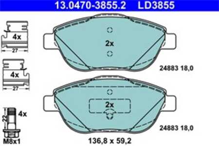 Bromsbeläggsats, Framaxel, citroën,ds,opel,peugeot, 16 070 831 80, 16 111 405 80, 16 118 378 80, 16 131 925 80, 16 172 756 80, 