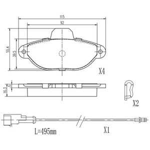 Bromsbeläggsats, Framaxel, fiat,lancia, 0000009947976, 0000009949183, 0000071754214, 09948031, 5892736, 5892737, 71737178, 7173