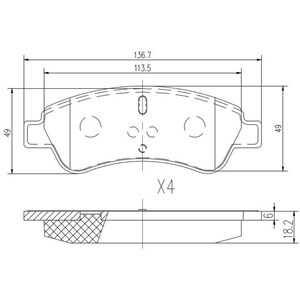 Bromsbeläggsats, Framaxel, citroën,ds,peugeot, 16 112 939 80, 16 131 922 80, 1610489680, 1611293980, 1613192280, 42.5218, 42.52