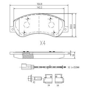 Bromsbeläggsats, Framaxel, ford transit buss, transit flak/chassi, transit skåp, transit tourneo buss, vw amarok, amarok flak/c