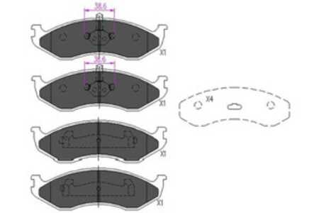 Bromsbeläggsats, Framaxel, jeep cherokee, grand cherokee i, wrangler i, wrangler ii, kia carnival i, carnival ii, 0K5523323Z, 0