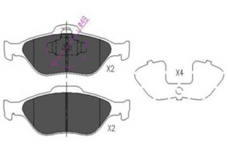 Bromsbeläggsats, Framaxel, ford,mazda, 1101462, 1101464, 1128463, 1206064, 1355950, 1E073323Z, 1E073323ZA, 1E073323ZB, 1E103323