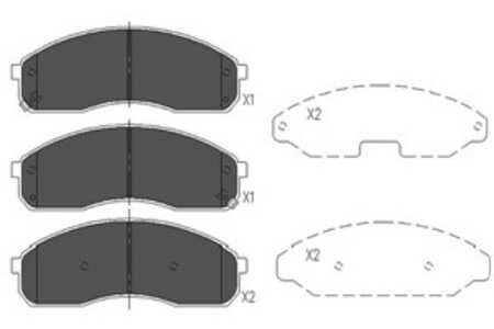 Bromsbeläggsats, Framaxel, kia carnival i, carnival ii, k2500 flak/chassi, pregio buss, pregio skåp, 0K075B3328Z, 0K56A3323Z, 0