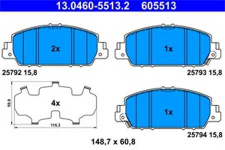 Bromsbeläggsats, Framaxel, honda hr-v, 45022-T8M-G00