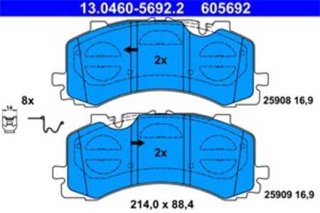 Bromsbeläggsats, Framaxel, audi a6 allroad c8, a6 c8, a6 c8 avant, a7 sportback, a8 d5, q7, q7 van, q8, vw touareg, 4M0 698 151