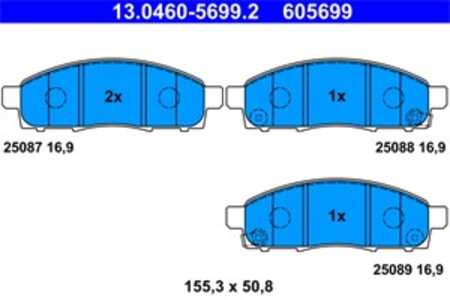 Bromsbeläggsats, Framaxel, nissan nv200 / evalia buss, nv200 skåp, D1060-JX50B