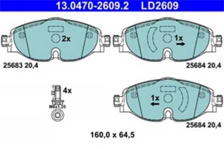 Bromsbeläggsats, Framaxel, audi,skoda,vw, 2K5 698 151 A, 2K5 698 151 B, 2K5 698 151, 2Q0 698 151 F, 5Q0 698 151 M