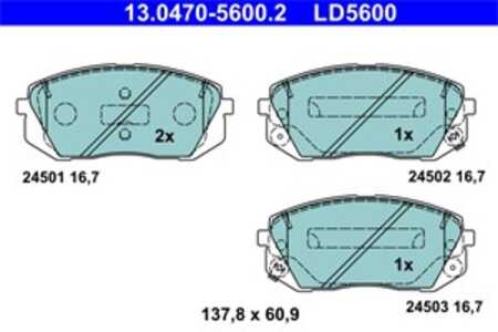 Bromsbeläggsats, Framaxel, hyundai,kia, 58101-0ZA00, 58101-1DA00, 58101-1DE00, 58101-2SA50, 58101-2SA70, 58101-2YA00, 58101-2YA