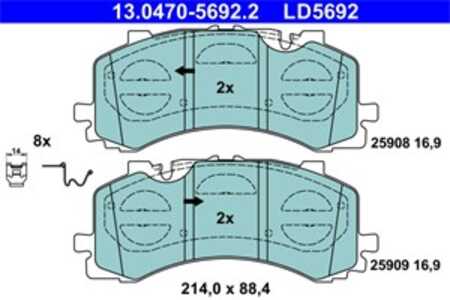 Bromsbeläggsats, Framaxel, audi a6 allroad c8, a6 c8, a6 c8 avant, a7 sportback, a8 d5, q7, q7 van, q8, vw touareg, 4M0 698 151