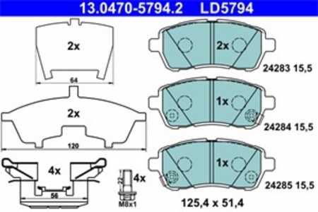 Bromsbeläggsats, Framaxel, daihatsu materia, sirion, mazda 2, subaru justy iv, suzuki baleno, swift iv, 04465-B1120-000, 04465-